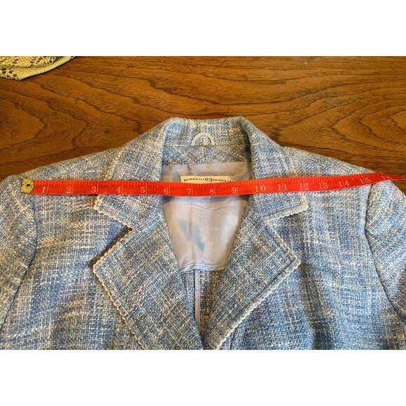 Roberto Quaglia Women’s Tweed Blazer Blue Size 46 - Picture 10 of 13